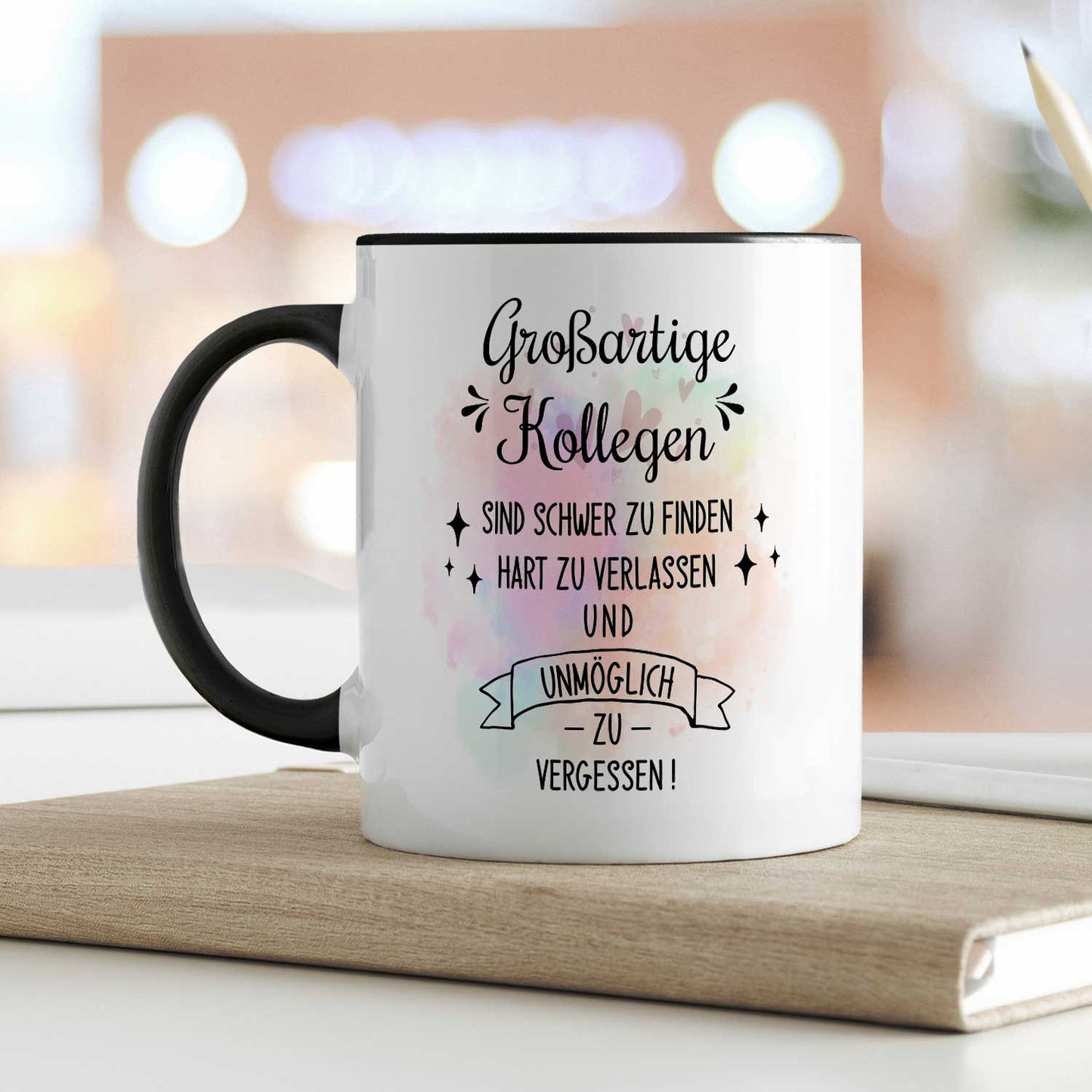 Bedruckte Tasse mit Spruch Großartige Kollegen
