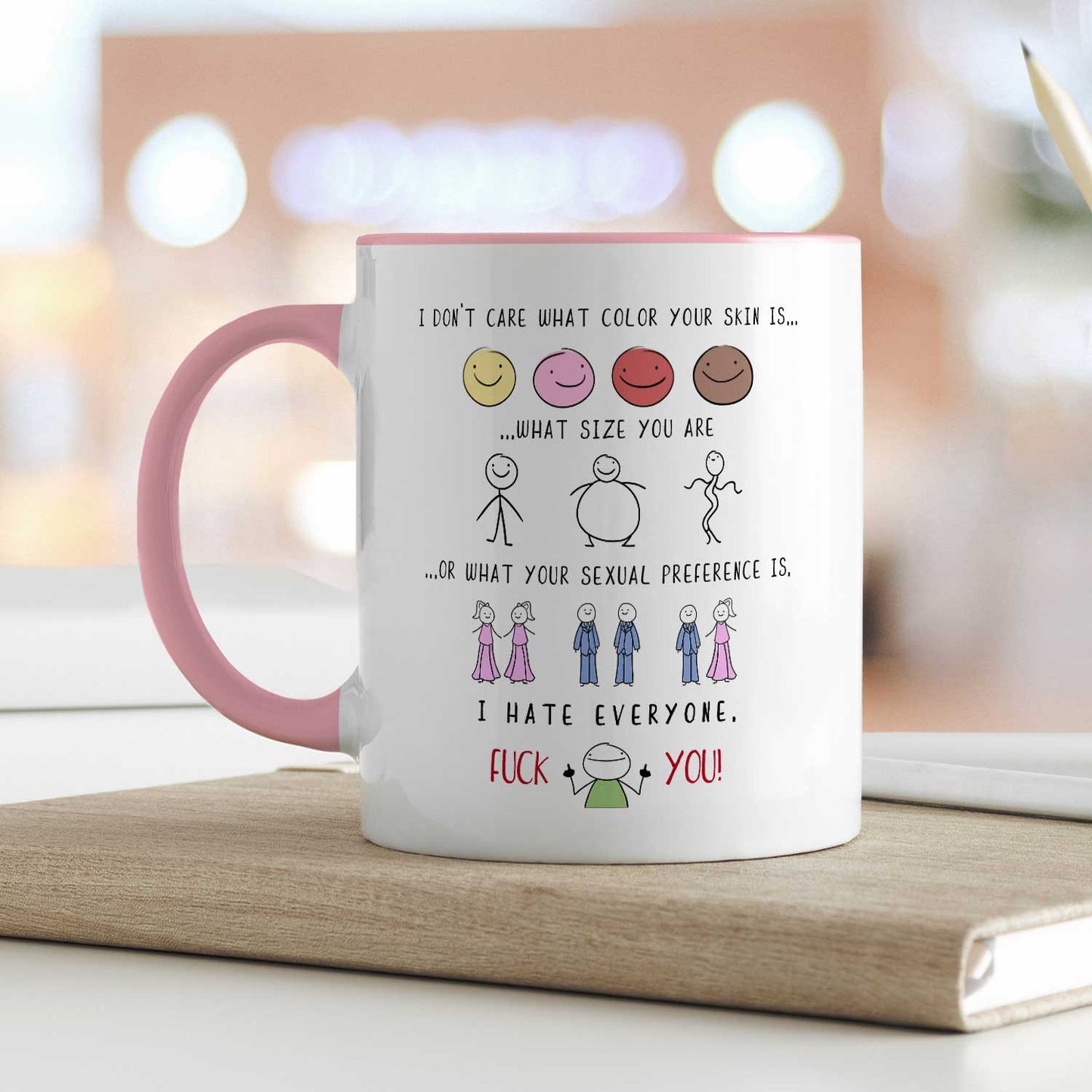 Bedruckte Tasse mit Spruch - "I hate everyone"