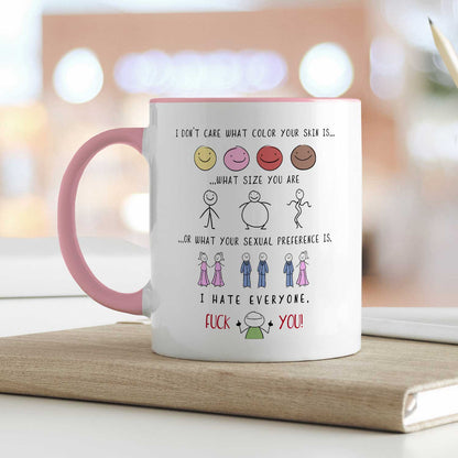 Bedruckte Tasse mit Spruch - "I hate everyone"