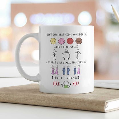 Bedruckte Tasse mit Spruch - "I hate everyone"