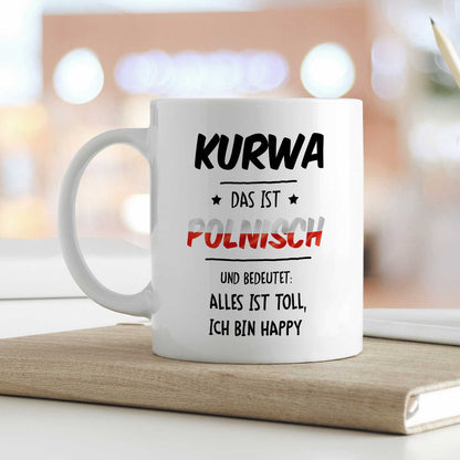 Bedruckte Tasse mit Spruch Alles toll Kurwa