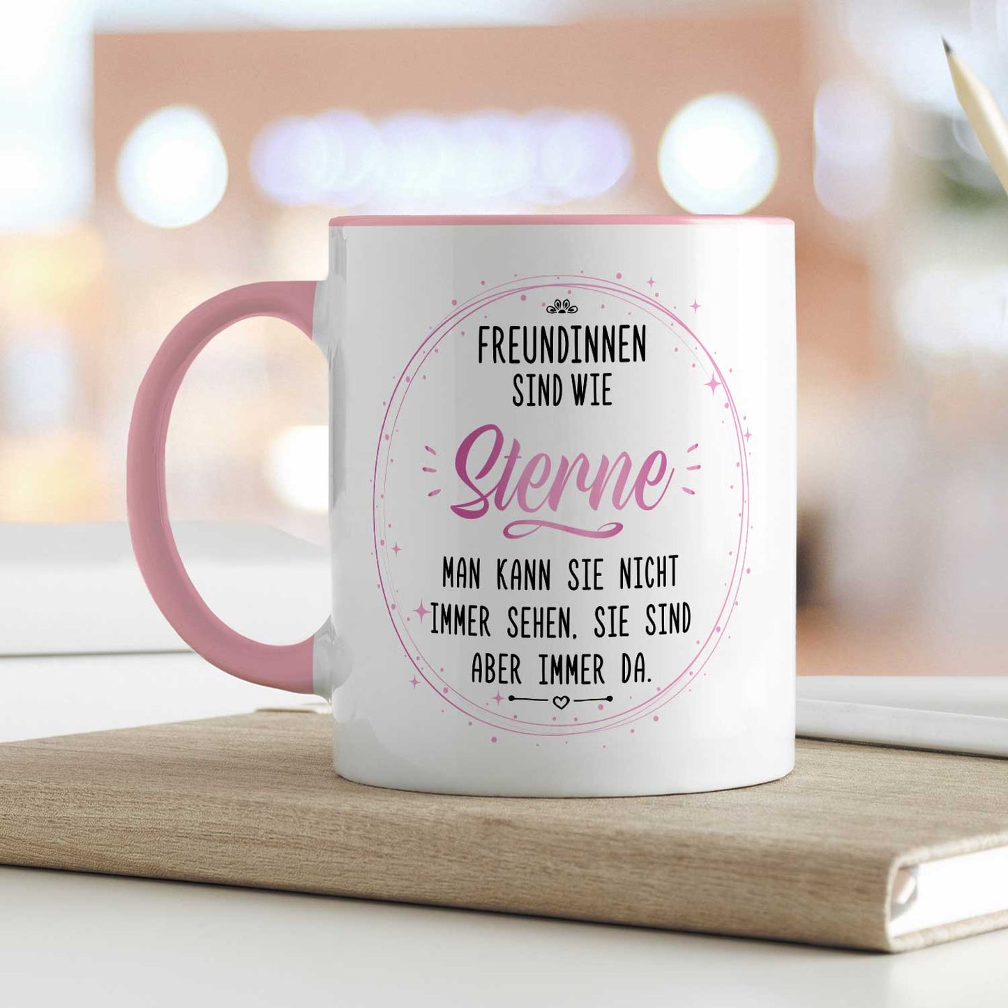 Bedruckte Tasse mit Spruch Freundinnen sind wie Sterne