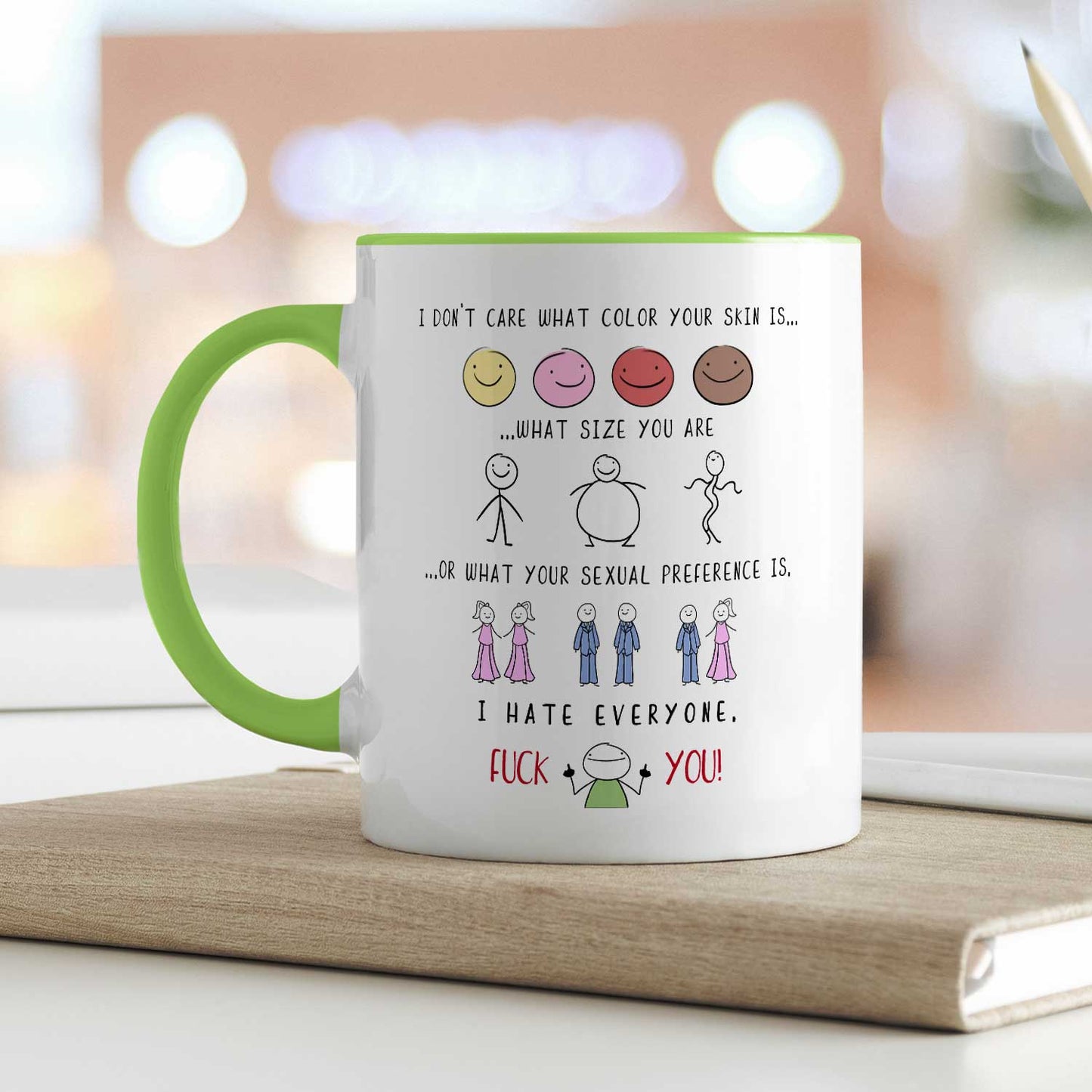 Bedruckte Tasse mit Spruch - "I hate everyone"