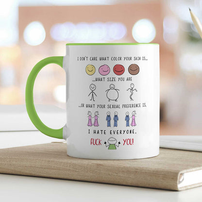 Bedruckte Tasse mit Spruch - "I hate everyone"