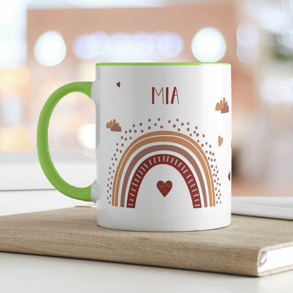 Bedruckte Tasse - Regenbogen - Personalisiert mit Namen - Für Mädchen und Jungen