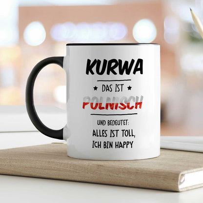 Bedruckte Tasse mit Spruch Alles toll Kurwa