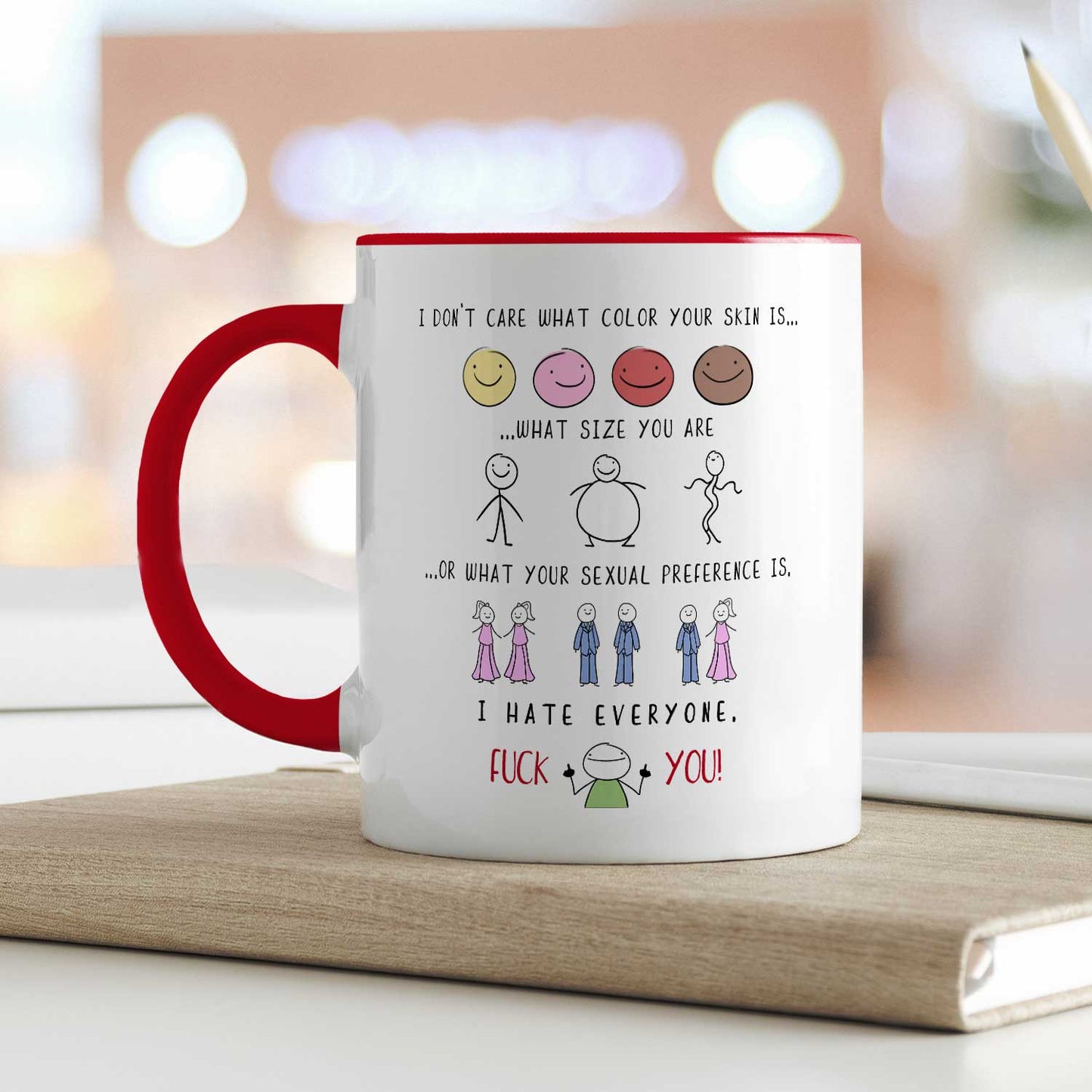 Bedruckte Tasse mit Spruch - "I hate everyone"