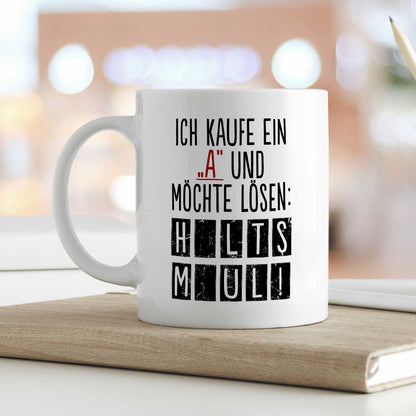 Bedruckte Tasse mit Spruch - Ich kaufe ein A