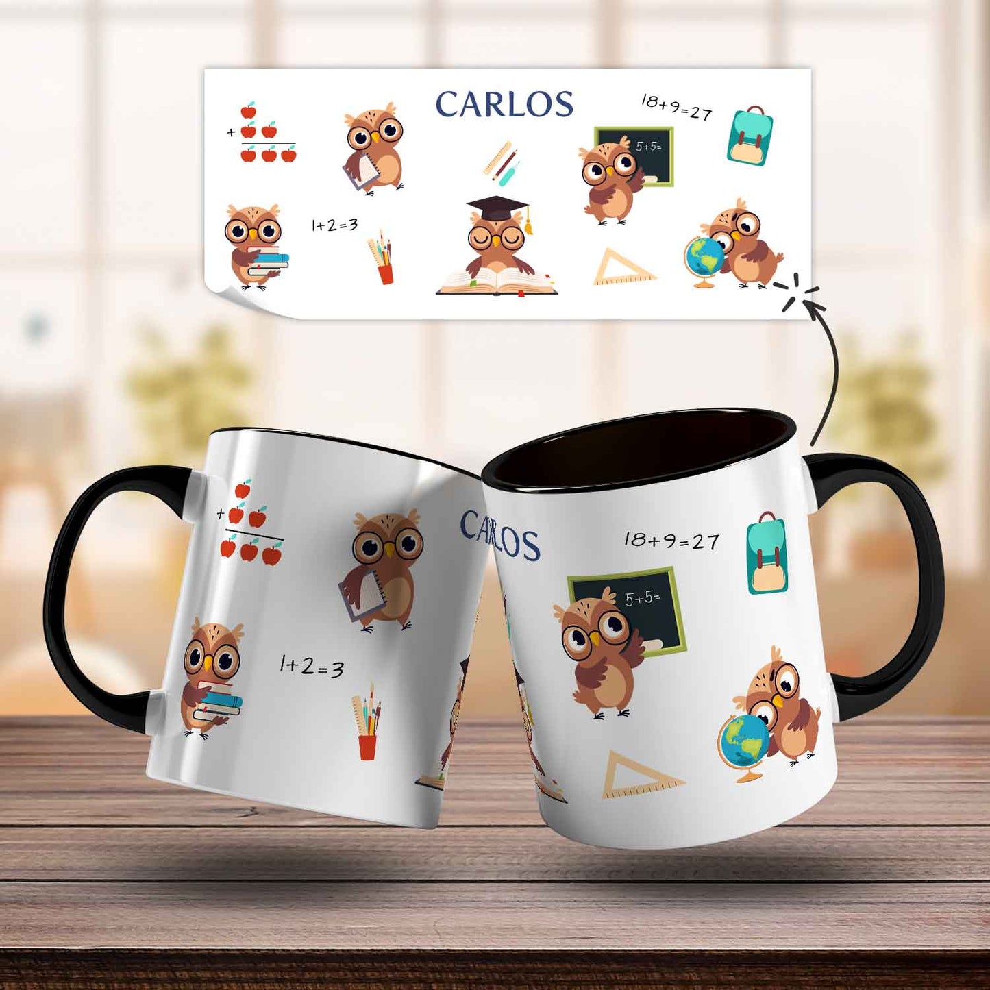 Bedruckte Tasse mit Motiv - Schuleule