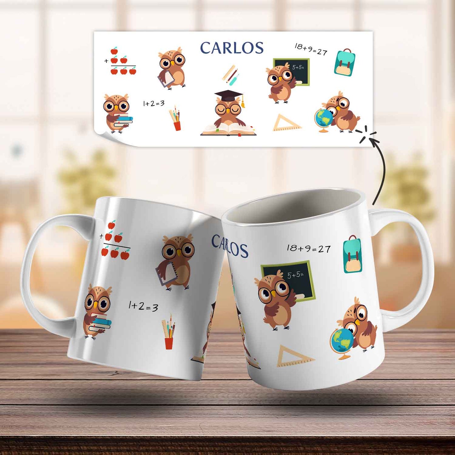 Bedruckte Tasse mit Motiv - Schuleule