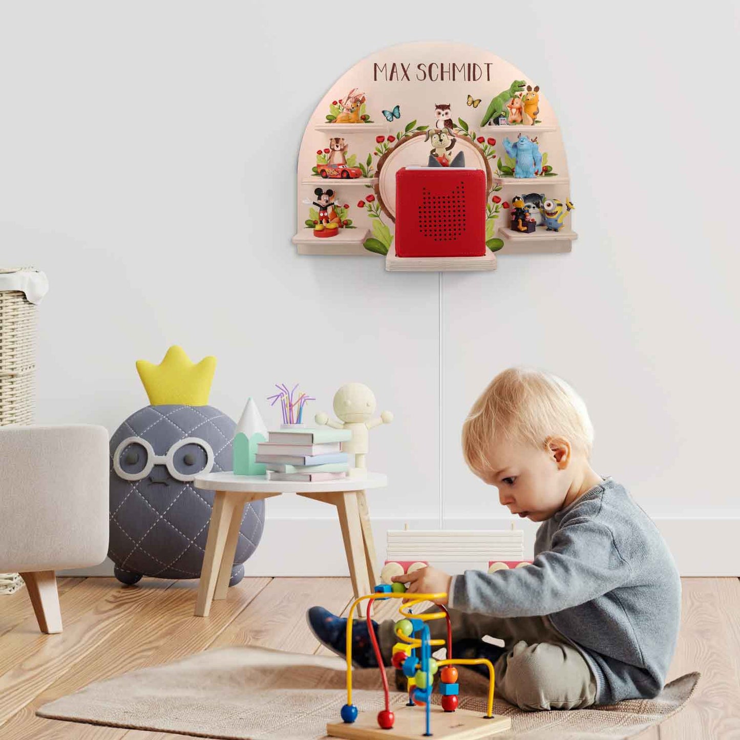 Toniebox Regal für Kinderzimmer - Tiergruppe Wald - Personalisiert mit Namen