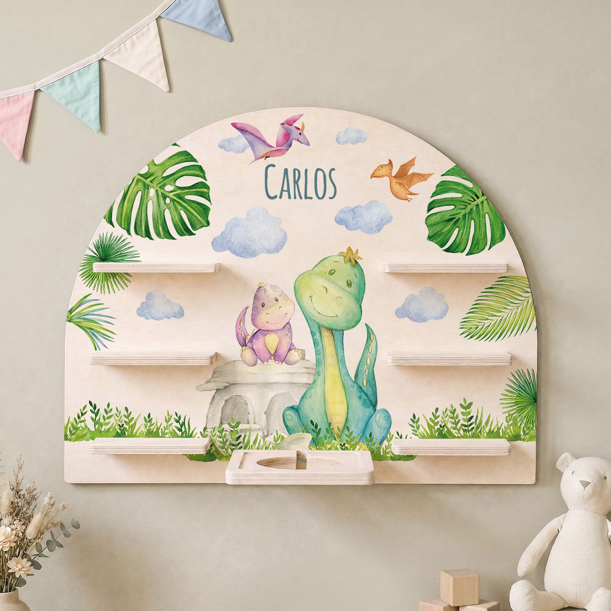 Toniebox Regal für Kinderzimmer - Dino - Personalisiert mit Namen