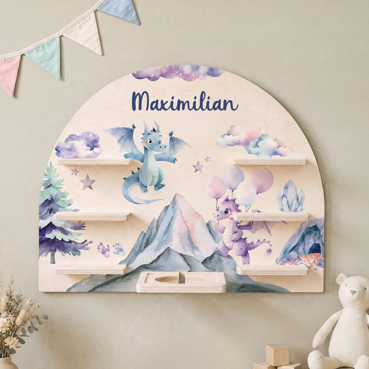 Toniebox Regal für Kinderzimmer - Drache - Personalisiert mit Namen