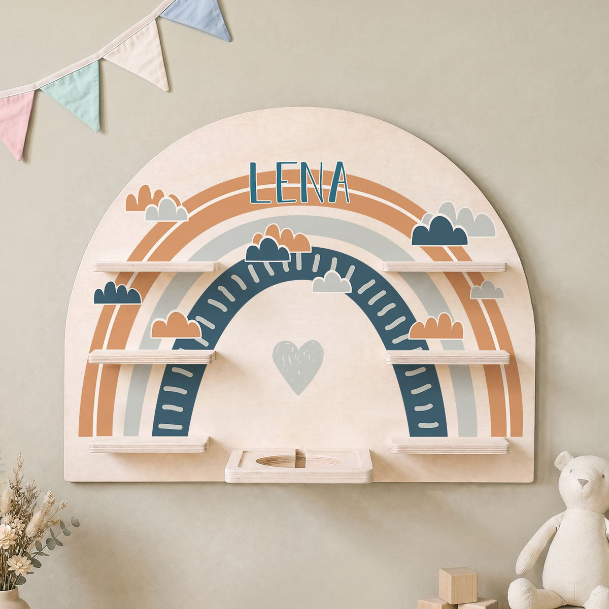 Toniebox Regal für Kinderzimmer - Regenbogen - Personalisiert mit Namen