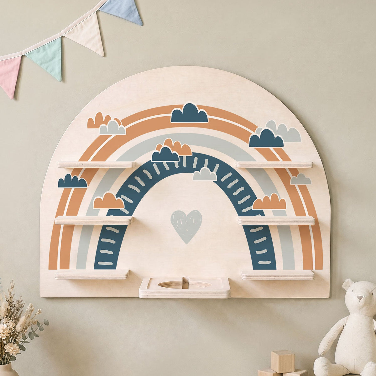 Toniebox Regal für Kinderzimmer - Regenbogen - Kinder Wandregal