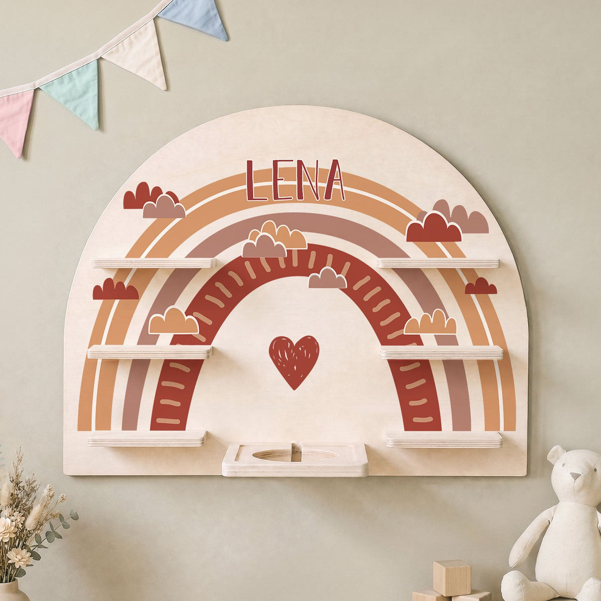 Toniebox Regal für Kinderzimmer - Regenbogen - Personalisiert mit Namen