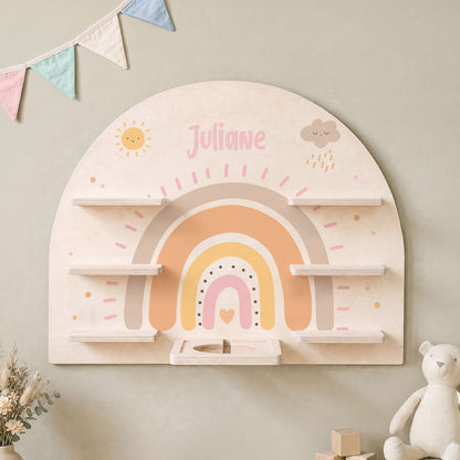 Toniebox Regal für Kinderzimmer - Regenbogen Pastell - Personalisiert mit Namen