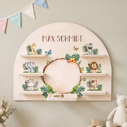 Toniebox Regal für Kinderzimmer - Tiergruppe Safari - Personalisiert mit Namen