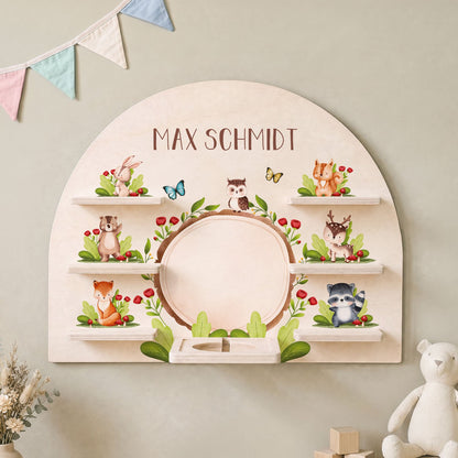 Toniebox Regal für Kinderzimmer - Tiergruppe Wald - Personalisiert mit Namen