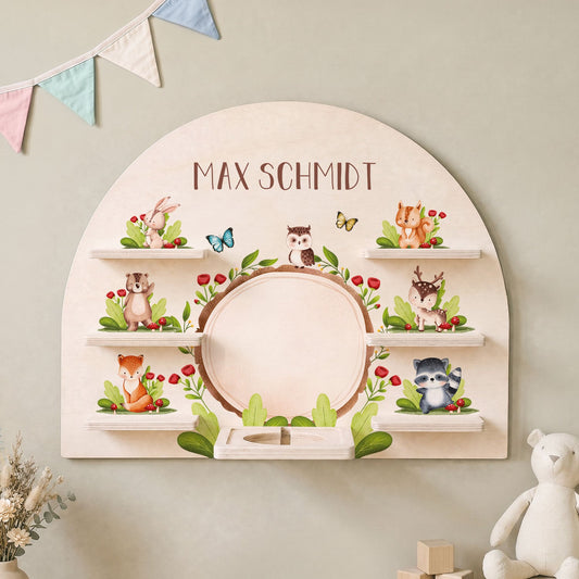 Toniebox Regal für Kinderzimmer - Tiergruppe Wald - Personalisiert mit Namen