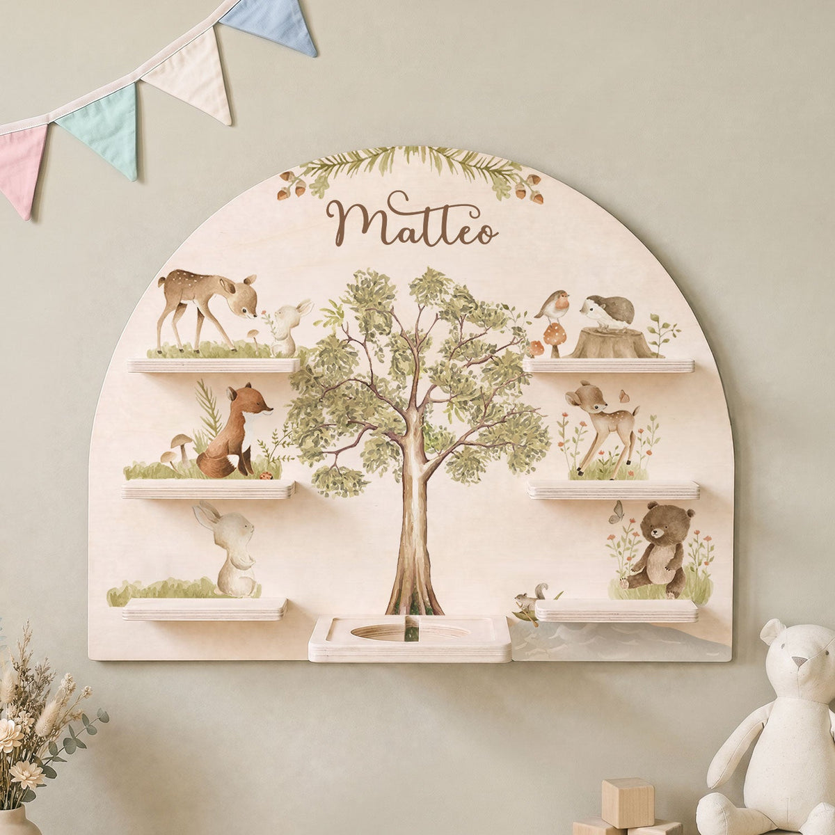 Toniebox Regal für Kinderzimmer - Waldtiere - Personalisiert mit Namen
