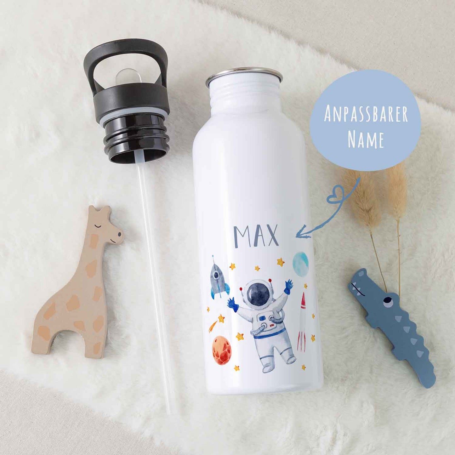 Bedruckte Trinkflasche aus Edelstahl - Astronaut