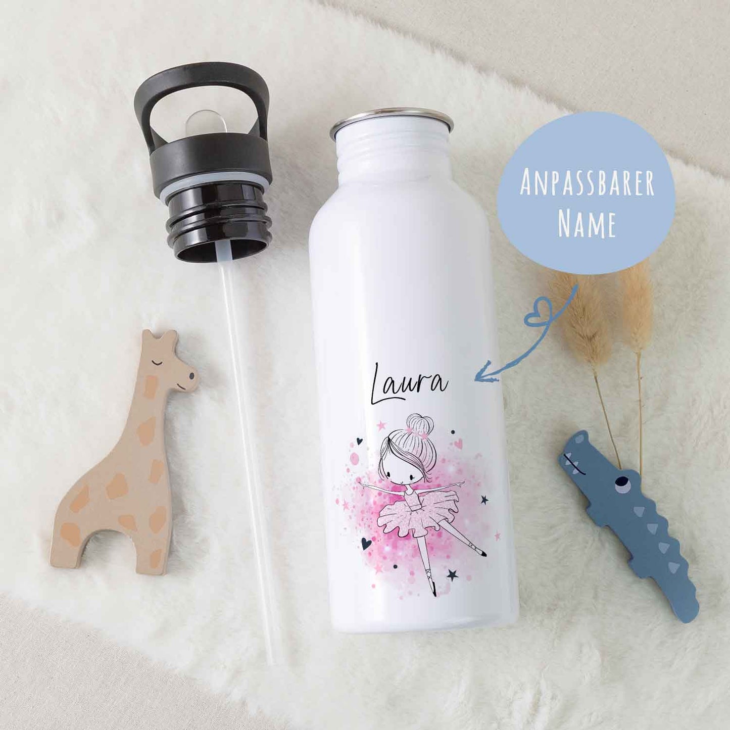 Bedruckte Trinkflasche aus Edelstahl - Ballerina