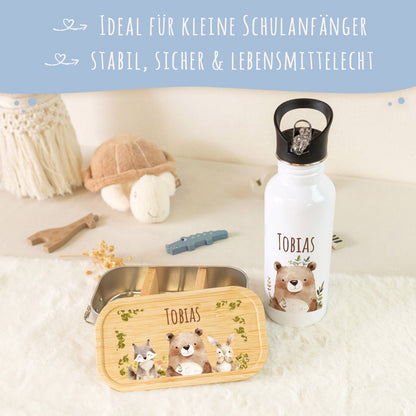 Bedruckte Brotdose & Trinkflasche im Set - Bärenfreunde