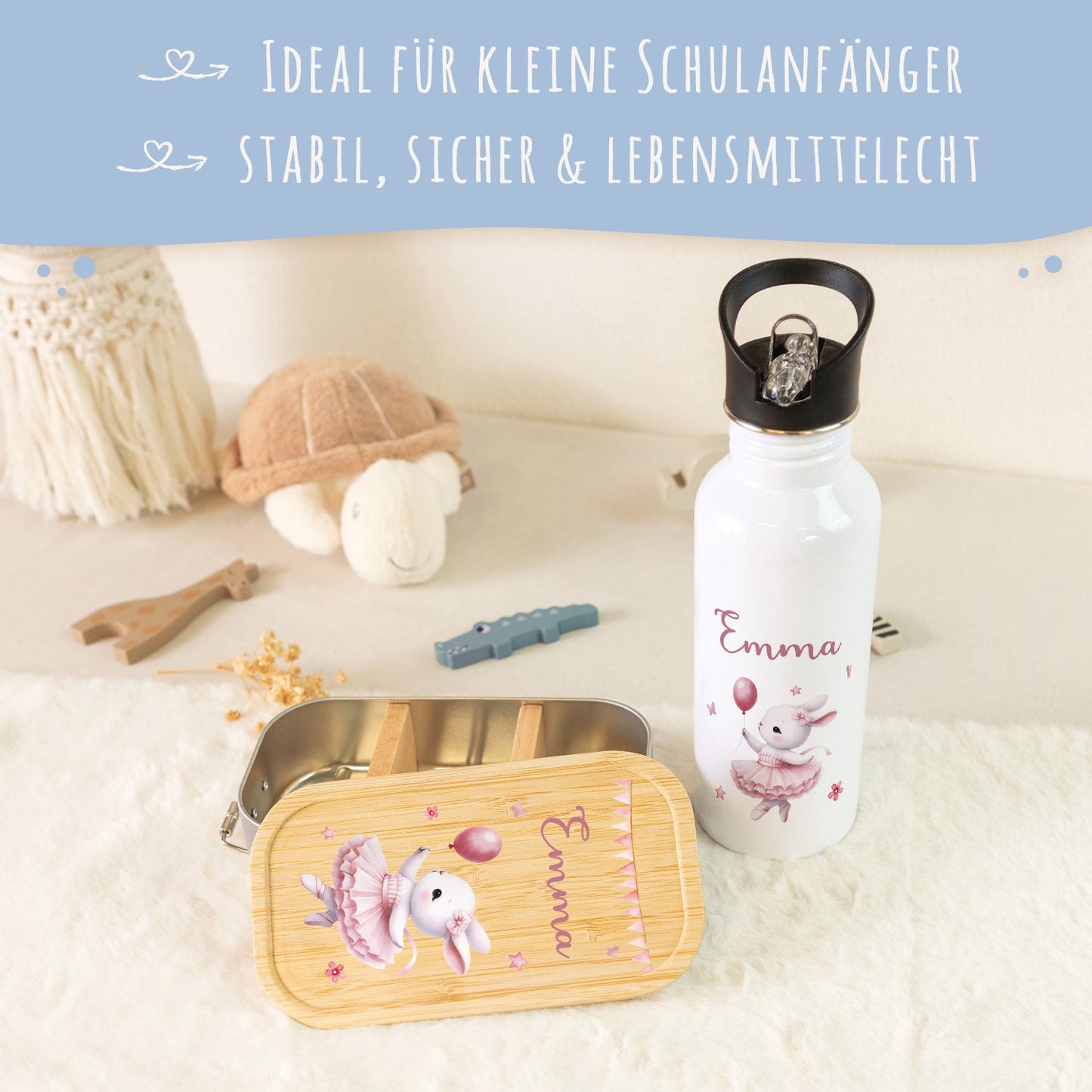 Bedruckte Brotdose & Trinkflasche im Set - Ballett