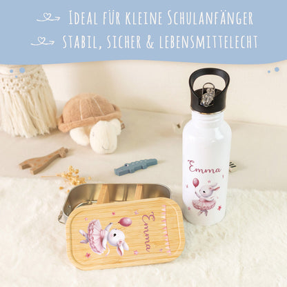 Bedruckte Brotdose & Trinkflasche im Set - Ballett