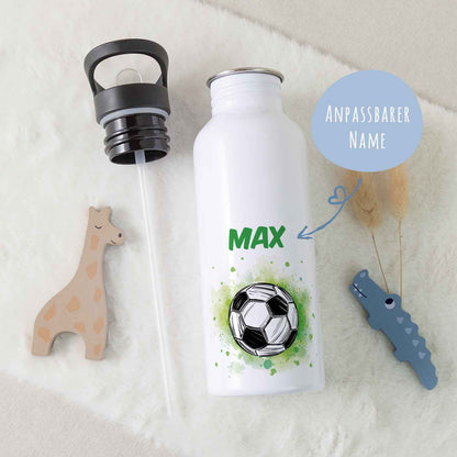 Bedruckte Trinkflasche aus Edelstahl - Fußball