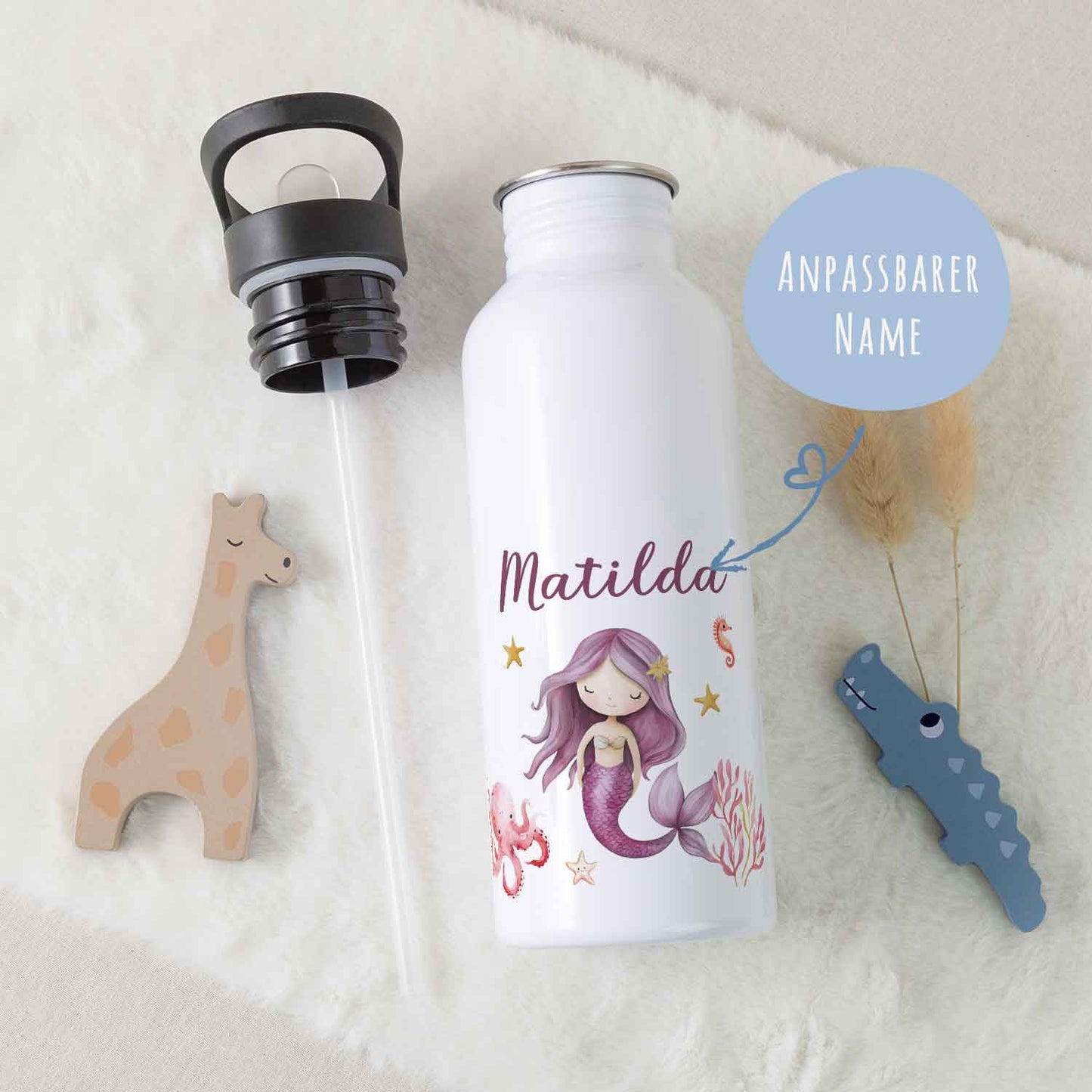 Bedruckte Trinkflasche aus Edelstahl - Meerjungfrau