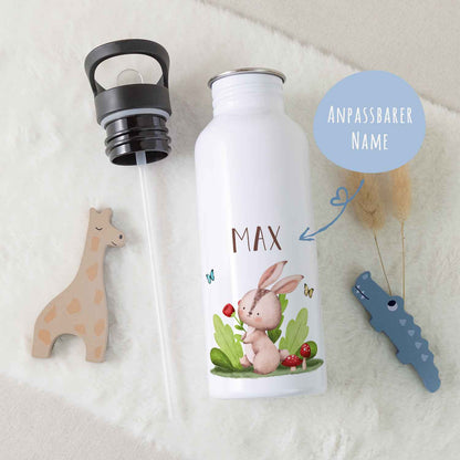 Bedruckte Trinkflasche aus Edelstahl - Tiergruppe