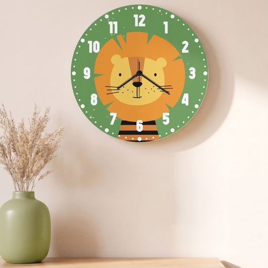 Wanduhr für Kinder im Löwen Design - mit UV Druck