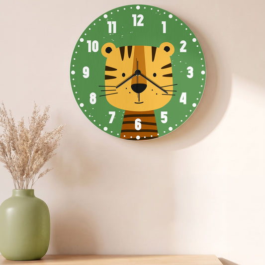 Wanduhr für Kinder im Tiger Design - mit UV Druck