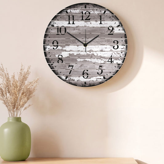 Wanduhr aus Holz Vintage Gray - mit UV Druck