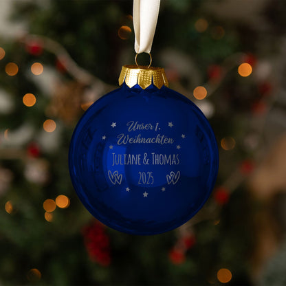 Gravierte Weihnachtskugel - Unser erstes Weihnachten für Paare