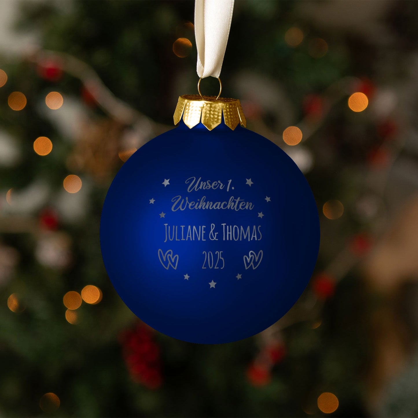 Gravierte Weihnachtskugel - Unser erstes Weihnachten für Paare