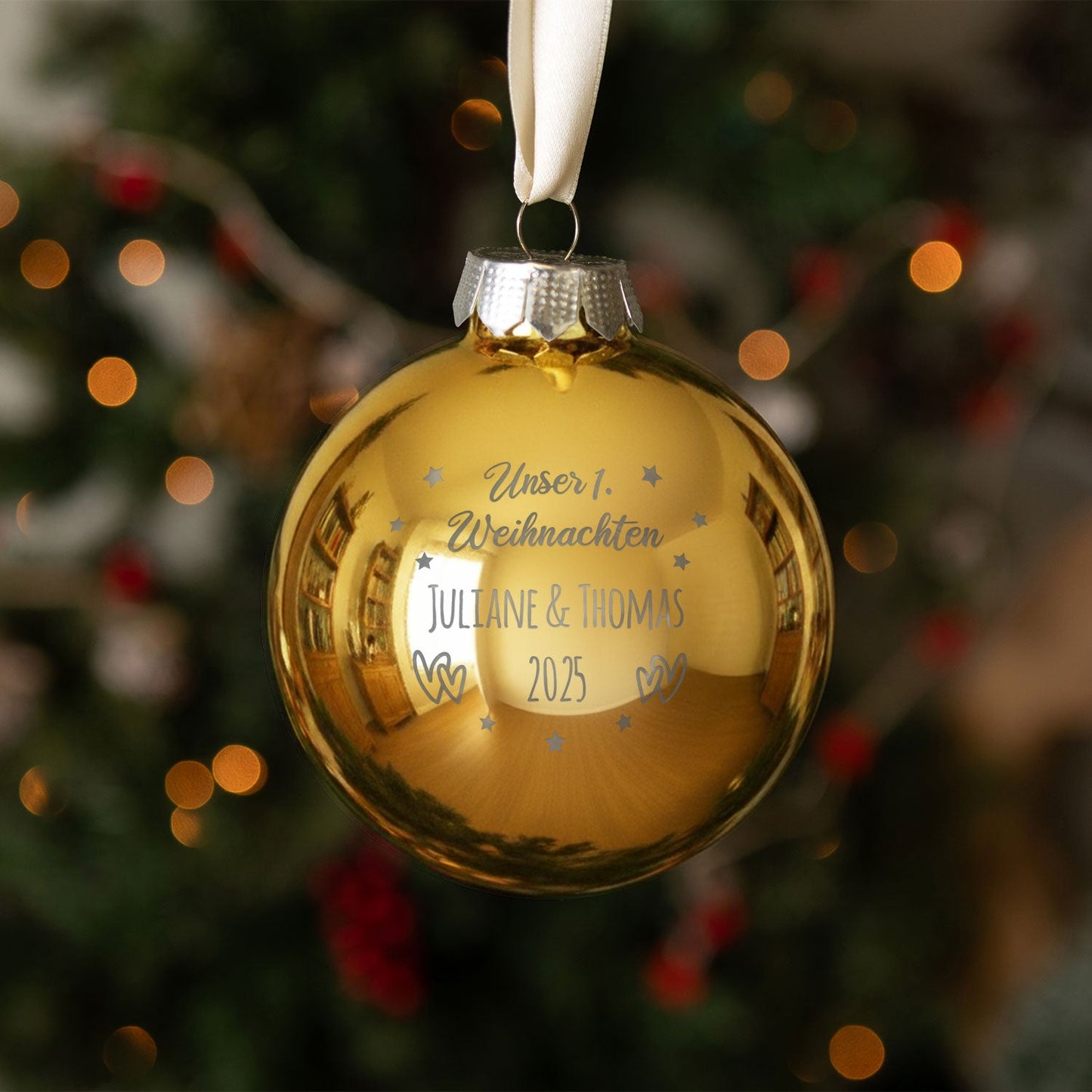 Gravierte Weihnachtskugel - Unser erstes Weihnachten für Paare