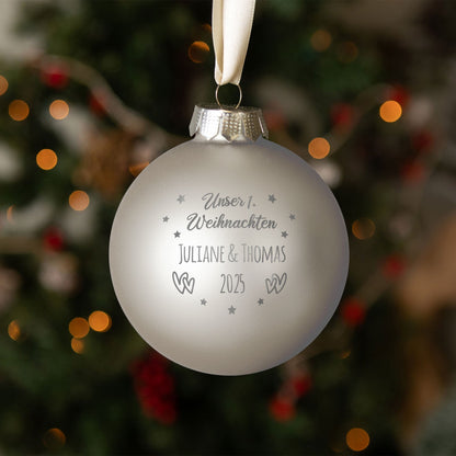 Gravierte Weihnachtskugel - Unser erstes Weihnachten für Paare