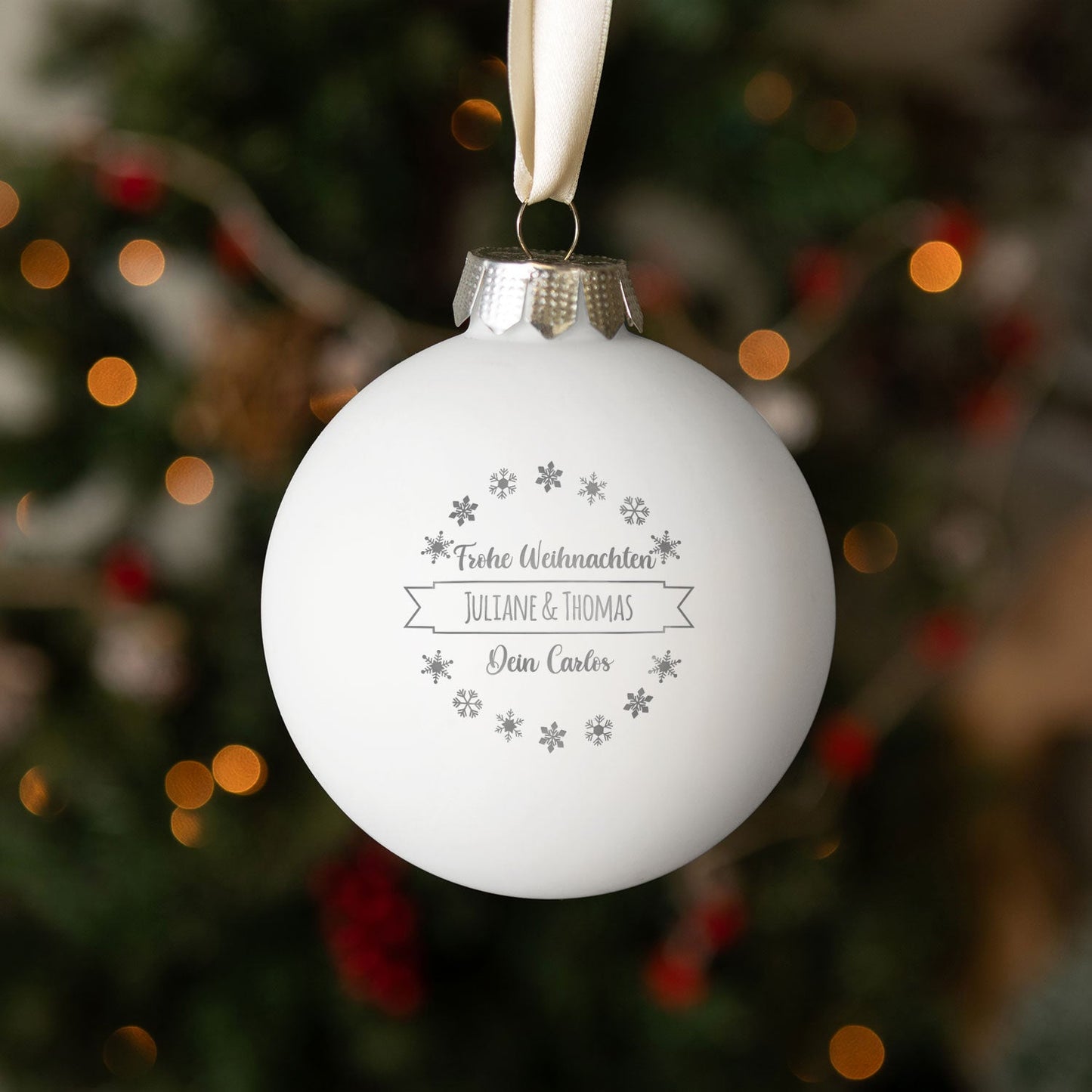 Gravierte Weihnachtskugel mit Wunschtext