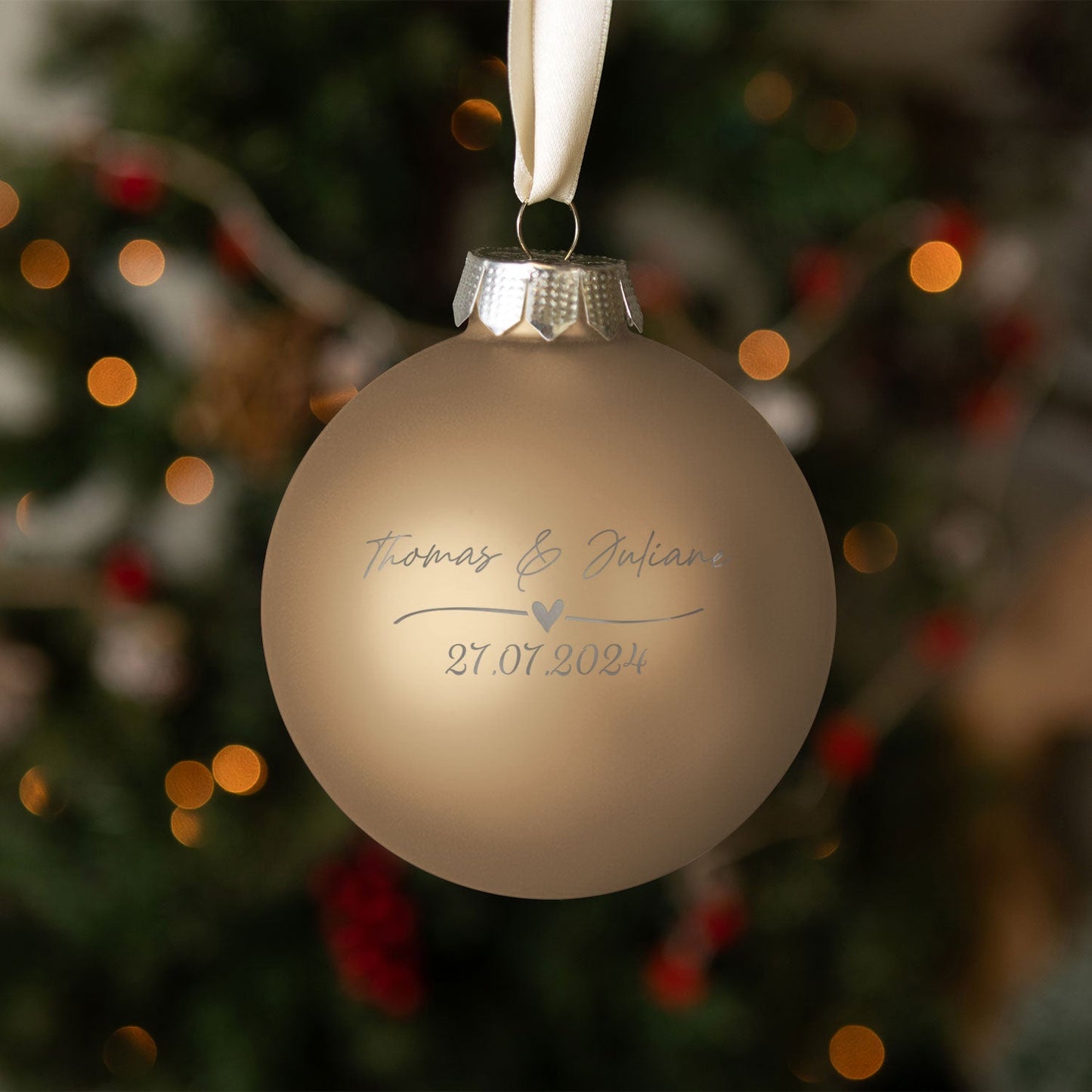 Gravierte Weihnachtskugel - Wedding Love