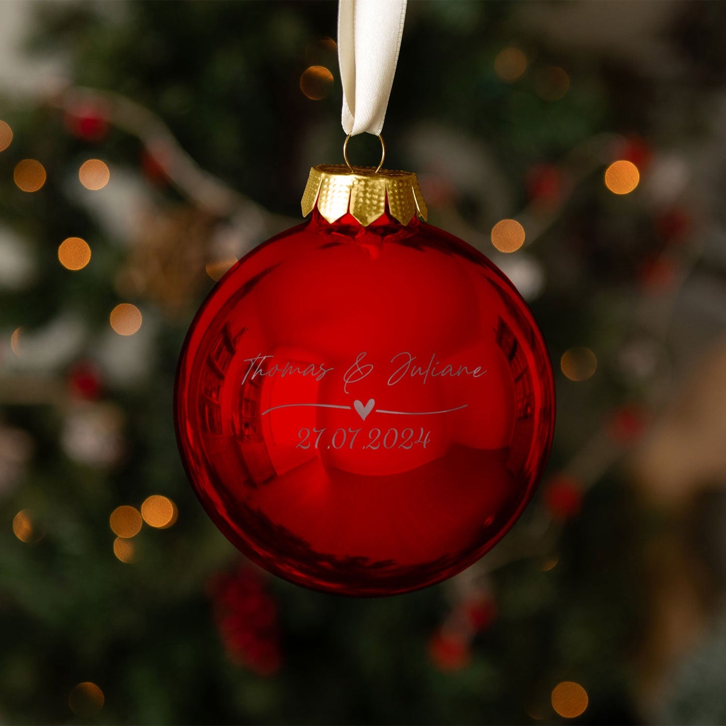 Gravierte Weihnachtskugel - Wedding Love