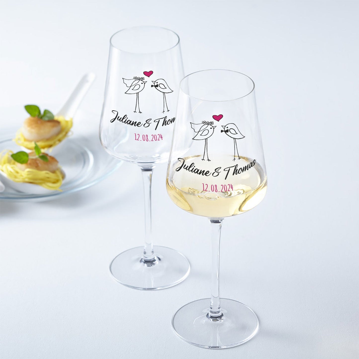 Leonardo Weingläser mit UV-Druck im "Wedding Bird" Design als Set
