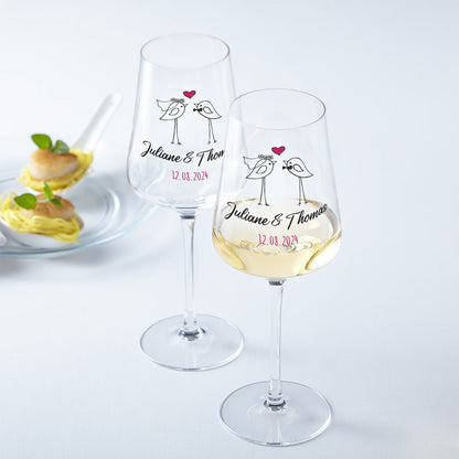 Leonardo Weingläser mit UV-Druck im "Wedding Bird" Design als Set