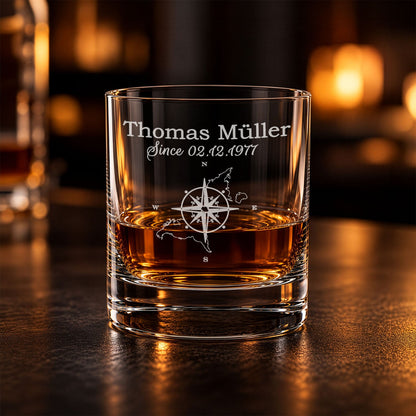 Leonardo Whiskyglas mit Gravur "Kompass"