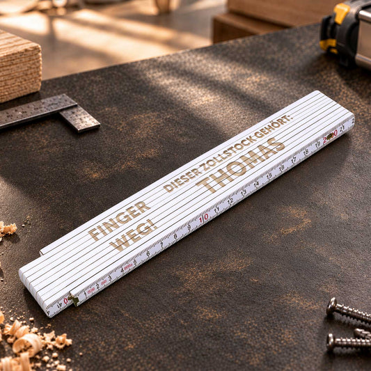 Zollstock 2 Meter mit Gravur - Finger Weg! - Personalisiert mit Namen