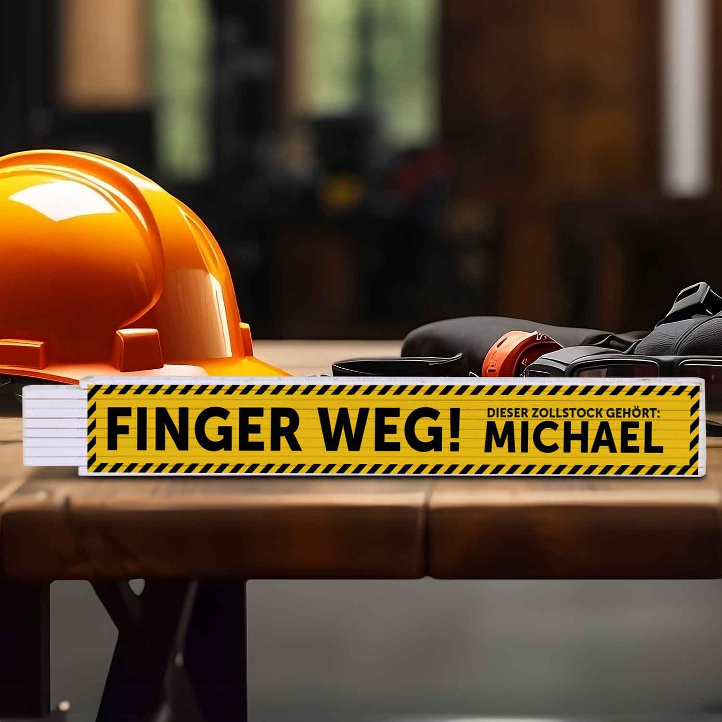 Zollstock 2 Meter mit Gravur - Finger Weg! - Personalisiert mit Namen