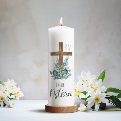 Große Kerze "Frohe Ostern Kreuz"