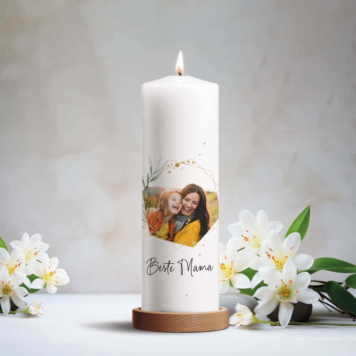 Bedruckte große Kerze mit Foto - Beste Mama V2